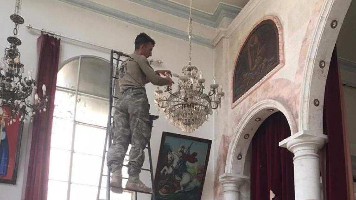 Түрк куралдуу күчтөрү Сирия православдык чиркөөсүнүн оңдоо иштерин  аткарды