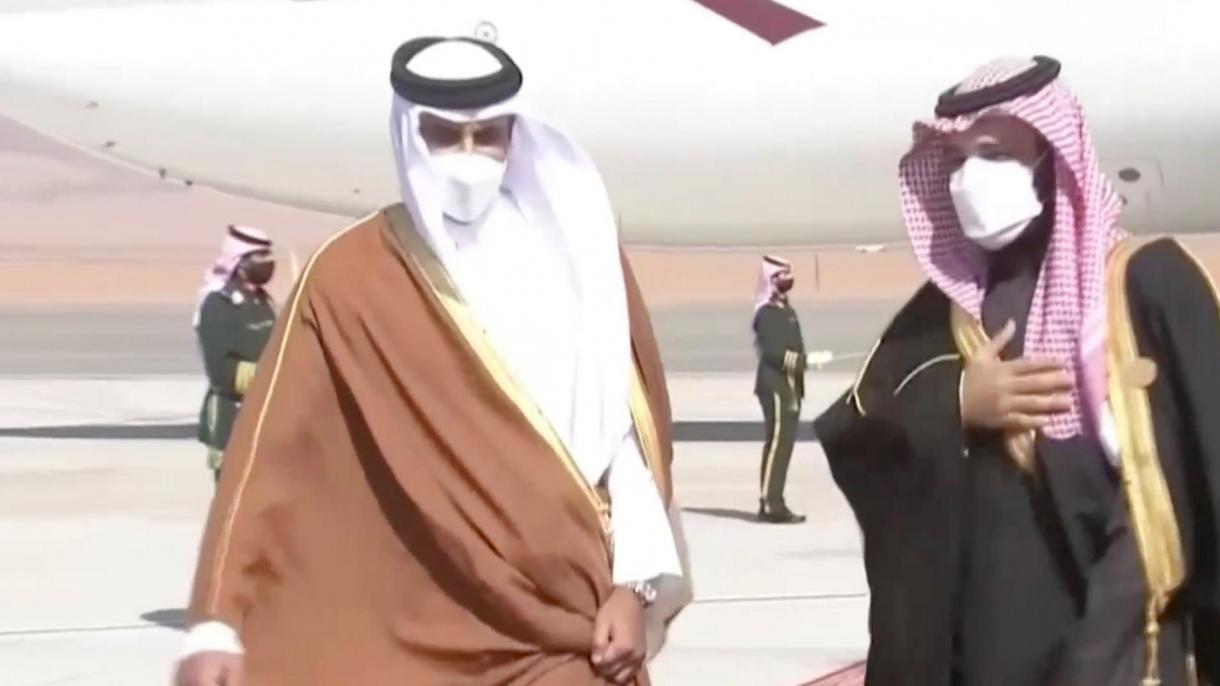 قطر امیری شیخ تمیم بیلن سعودی عربستان ولیعهد شهزاده سی بن سلمان اوز ارا صحبت قیلدی