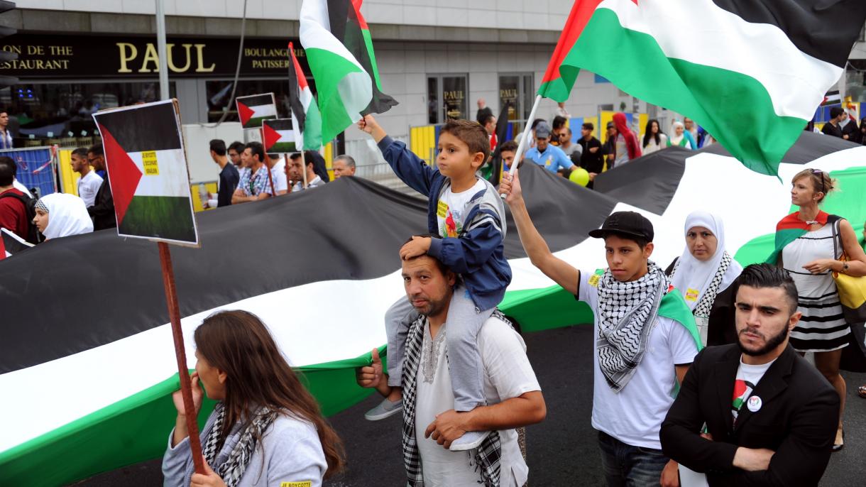 تظاهرات فلسطینیان در بروکسل