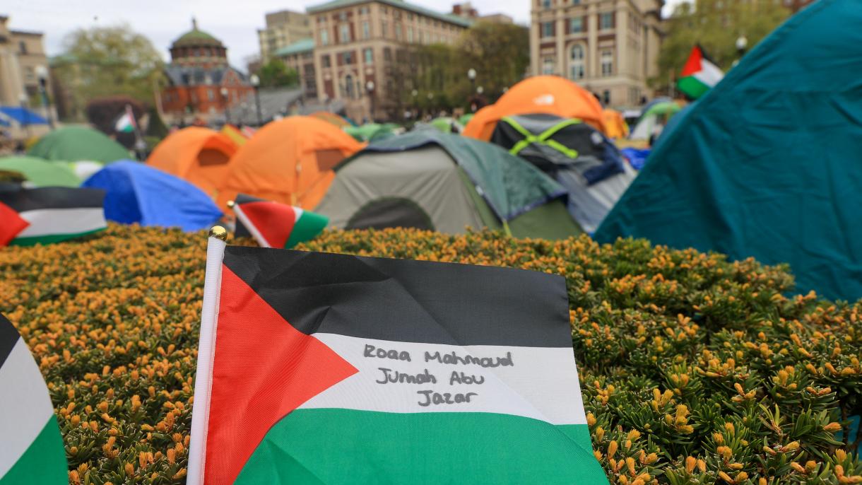 美国各地大学纷纷举行声援加沙示威活动