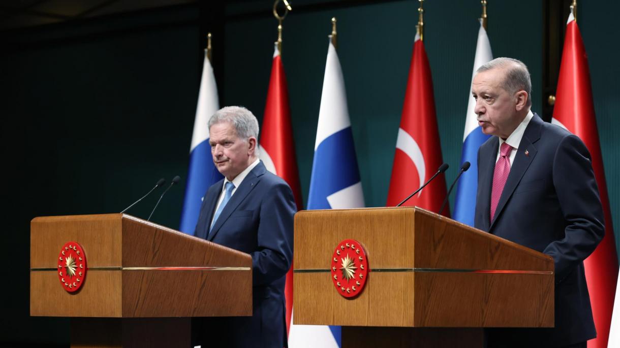 Президент Эрдоган менен Саули Ниинистё пресс  - жыйын өткөрүштү