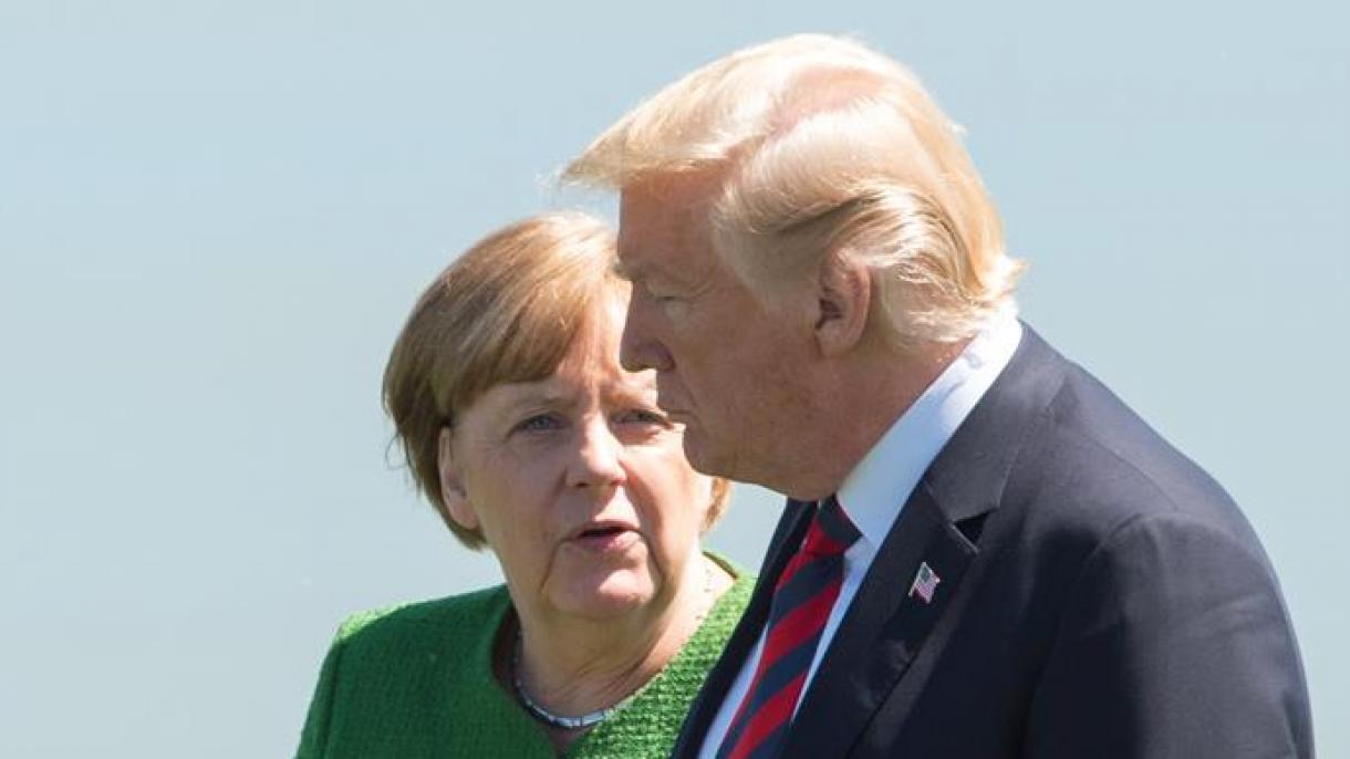 آلمان باش وزیری مرکل بیلن امریکا قوشمه ایالتلری دولت باشلیغی ترامپ تیلفون آرقه لی کوریشدی