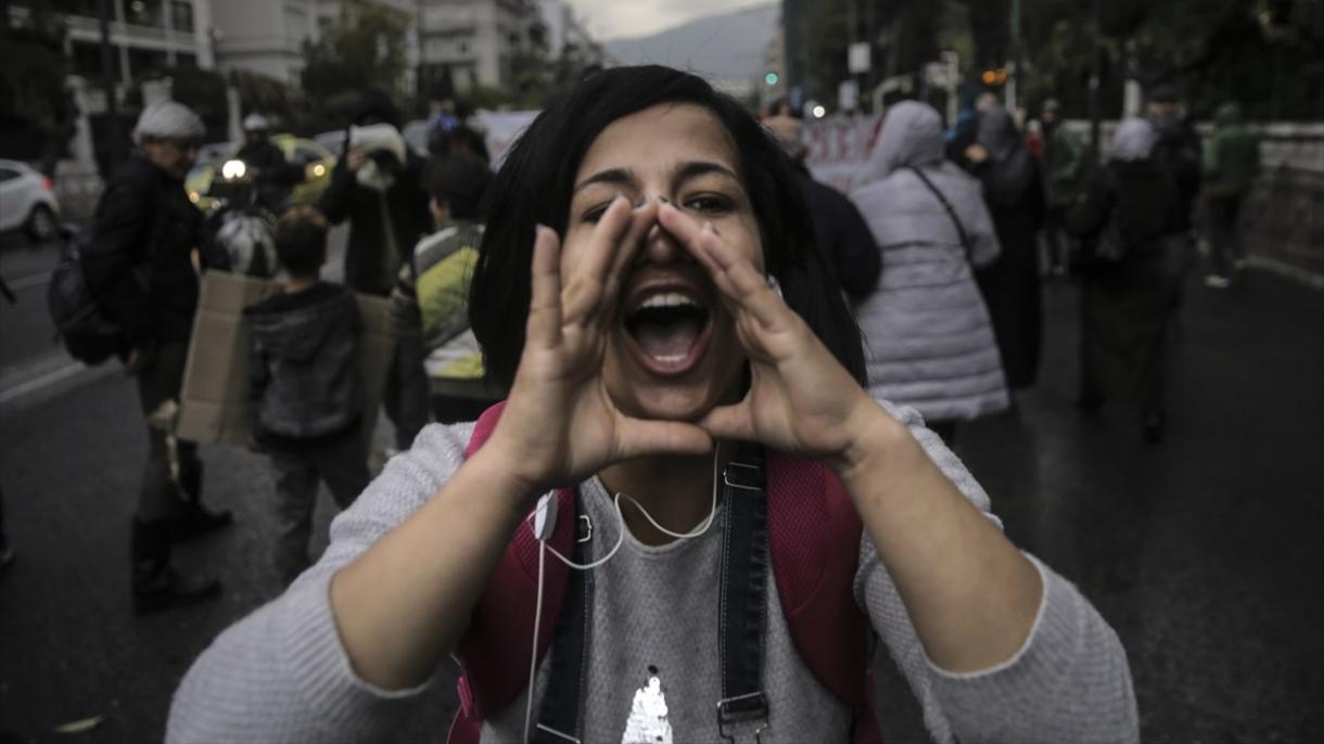 Protesta de la situación de los refugiados en la capital Atenas