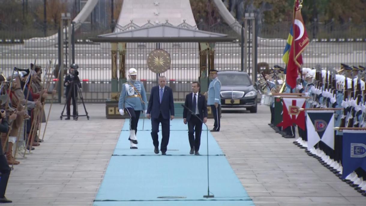 استقبال رسمی اردوغان از نخست وزیر سویدن