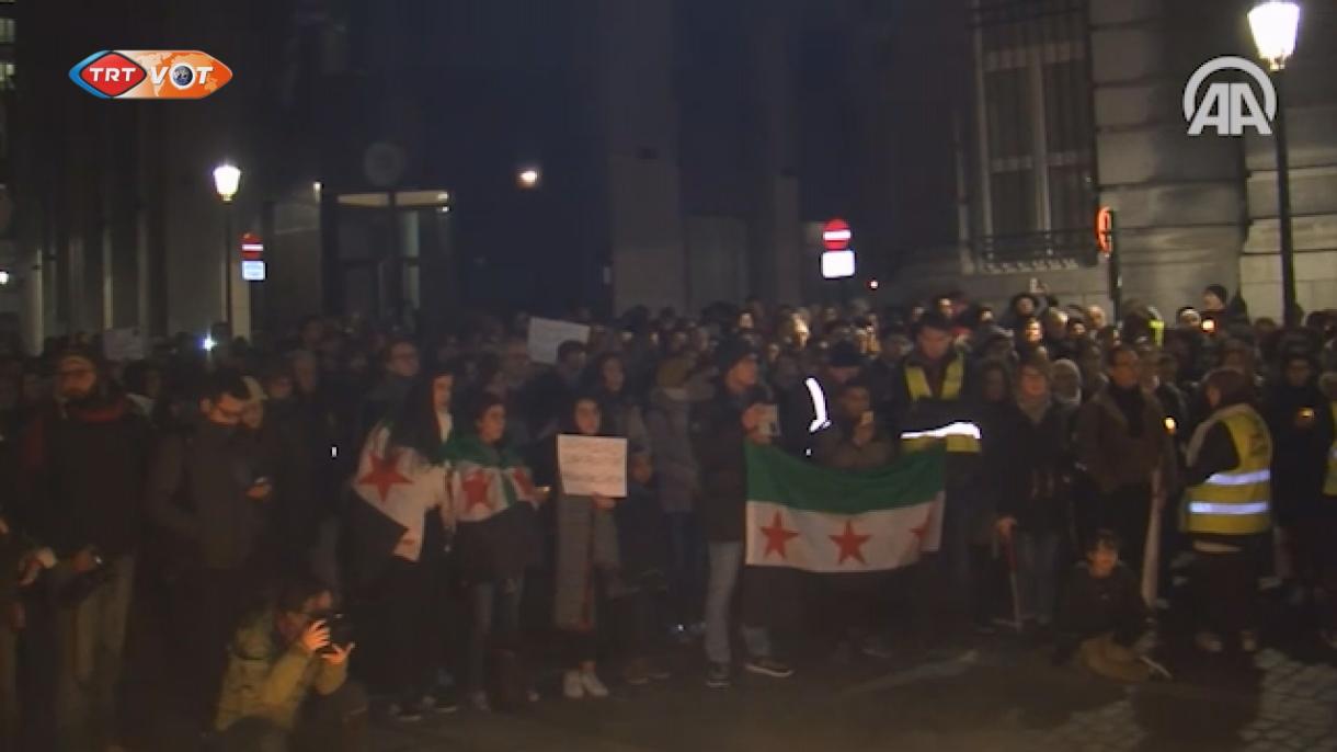 تظاهرات حمایت آمیز از حلب در بلژیک