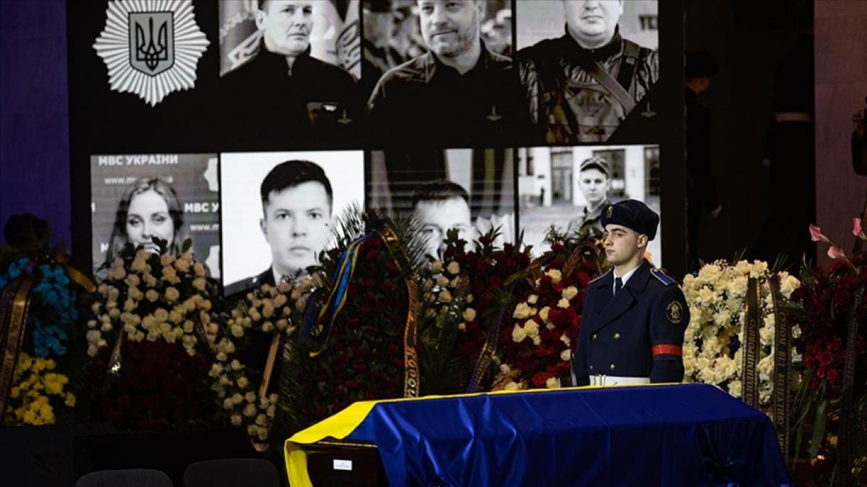 قربانیان سانحه سقوط بالگرد در اوکراین به ابدیت بدرقه شدند