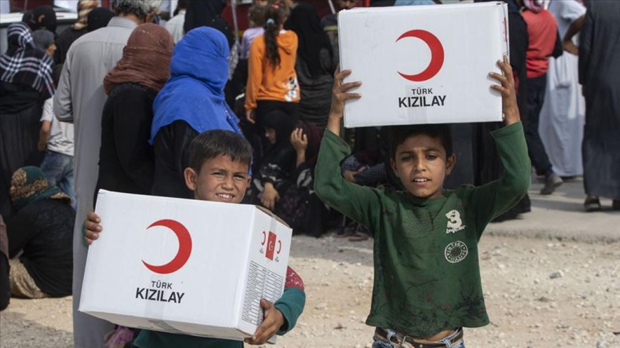 کمکهای هلال احمر ترکیه در منطقه عملیات چشمه صلح