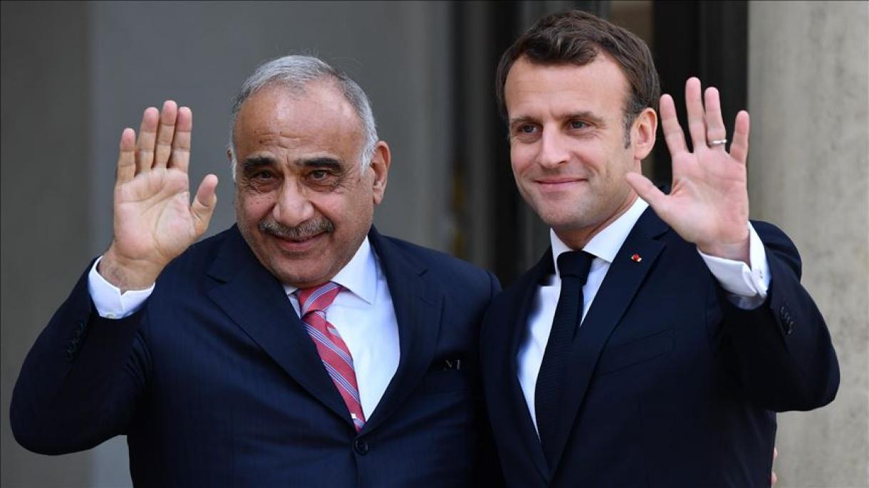 دیدار و گفتگوی ماکرون با نخست وزیر عراق در فرانسه