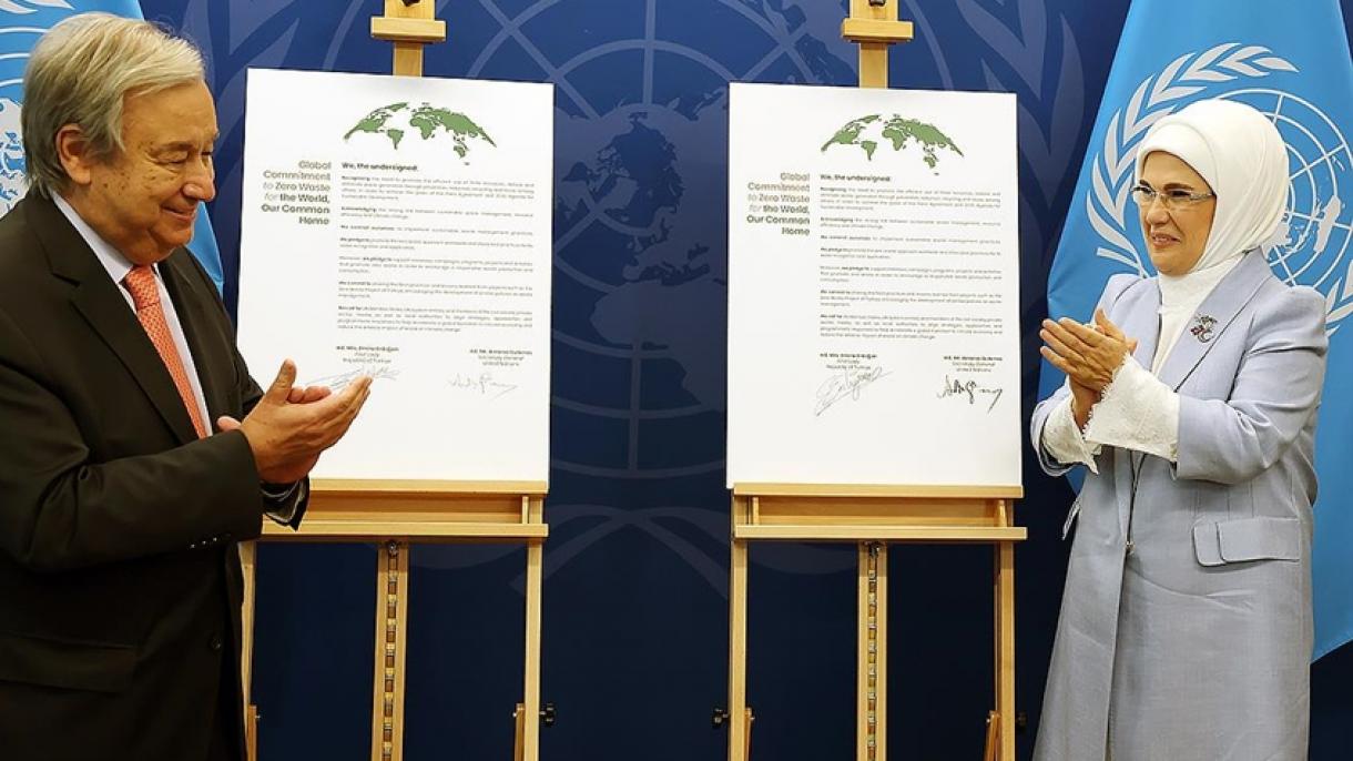 Zéró hulladék szándéknyilatkozatot írt alá Emine Erdoğan és az ENSZ-főtitkár