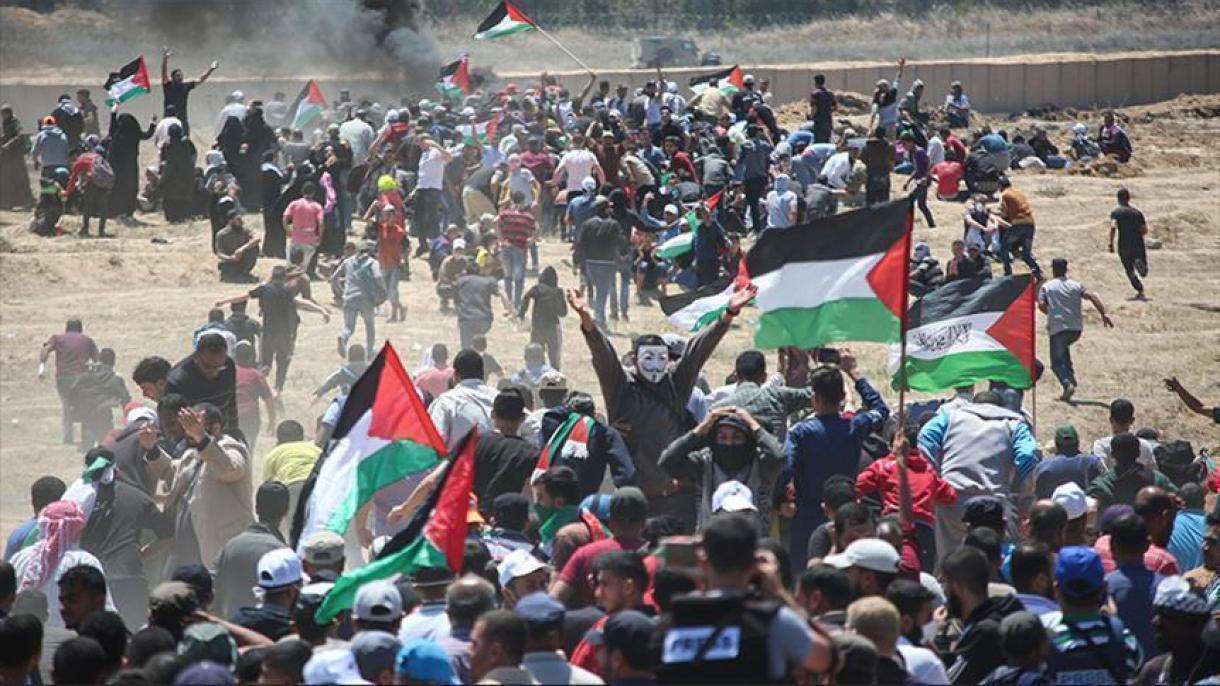 حرکت فلسطینیان به سوی مرز نوار غزه با اسرائیل