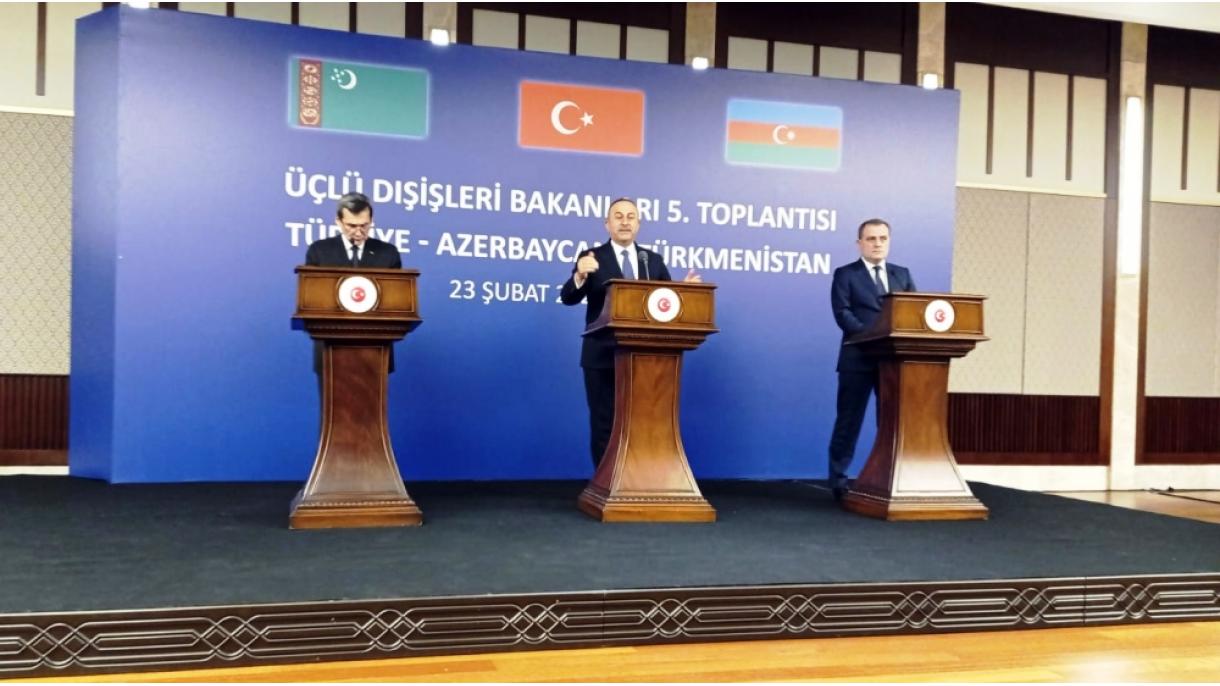 Türkiýe-Türkmenistan-Azerbaýjan döwletleriniň Daşary işler ministrleriniň metbugat ýygnagy