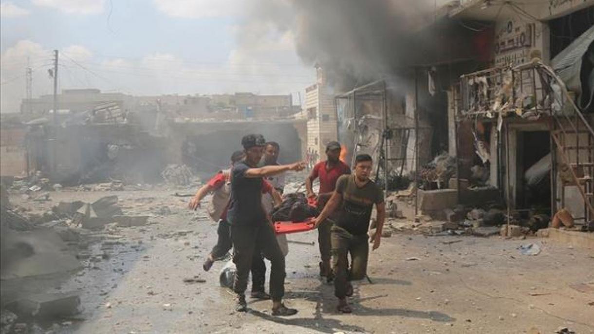 شام: ادلب کے ایک بازار پر شامی و روسی طیاروں کی بمباری،17 ہلاک درجنوں زخمی