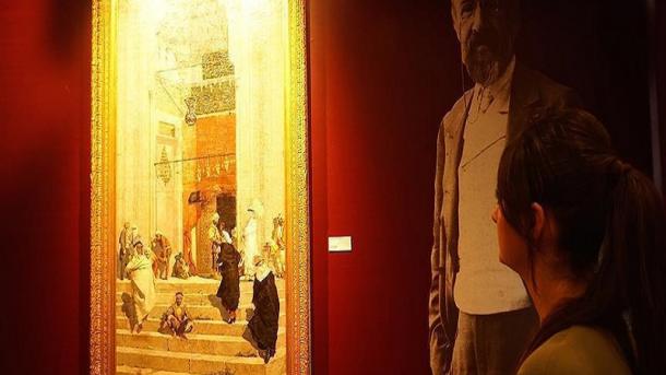 تابلوی "روبروی مسجد سبز" اثر عثمان حمدی بیگ، یکی از پیشگامان عرصه نقاشی در ترکیه٬ طی یک حراجی در است