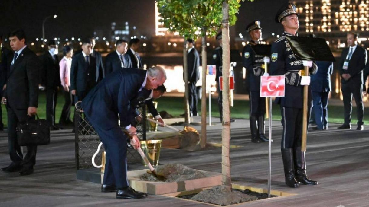 حضور رئیس جمهوری ترکیه در مراسم درختکاری سران اجلاس سازمان همکاری شانگهای