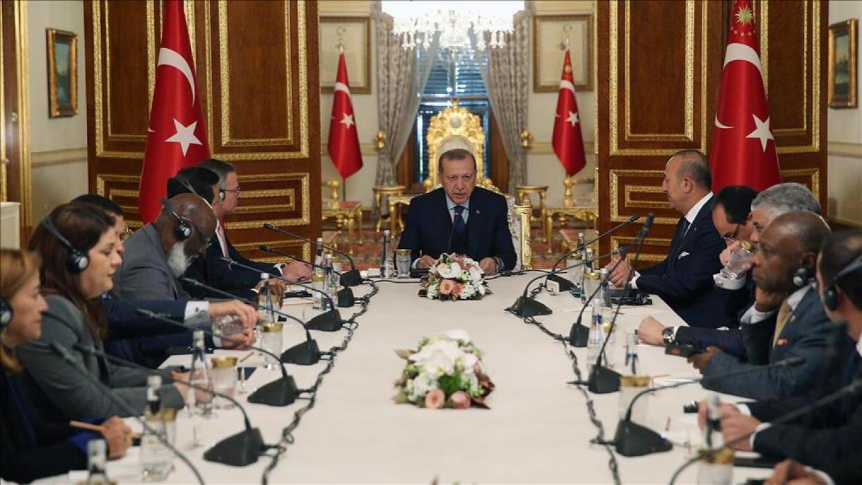 دیدار اردوغان با روسای هیات کشورهای عضو سیکا و سلاک