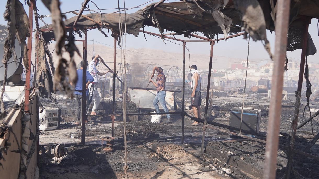 آتش‌سوزی در اردوگاه آوارگان ایزدی در عراق