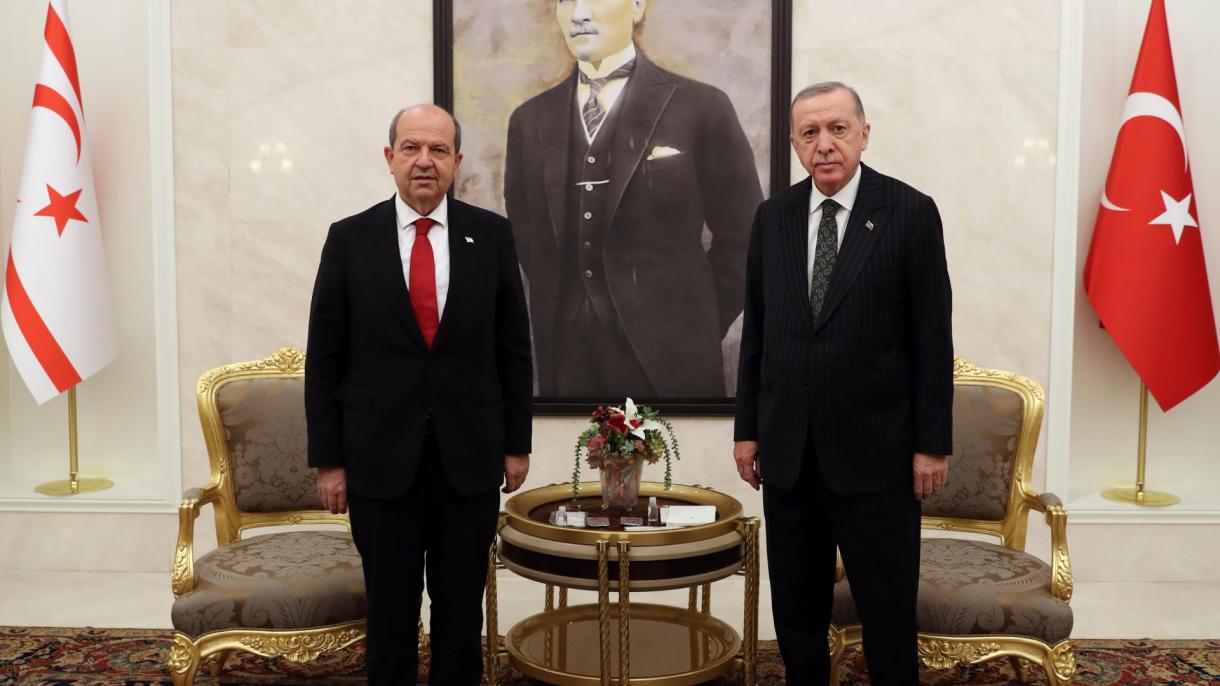 Erdo'g'an Shimoliy Kipr Turk Respublikasi prezidenti Ersin Tatar bilan uchrashdi