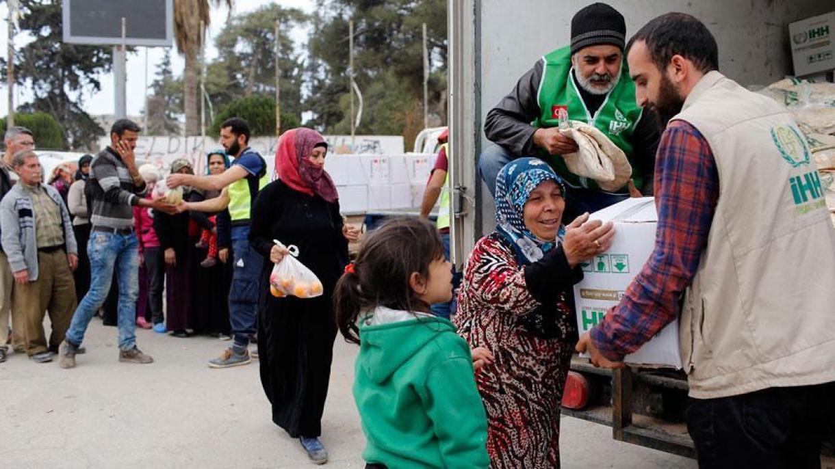 توزیع کمک‌های بشردوستانه بنیاد بشیر ترکیه در بین مردم عفرین