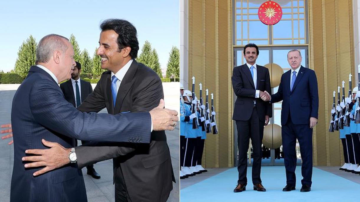 دیدار اردوغان و امیر قطر در مجتمع ریاست جمهوری