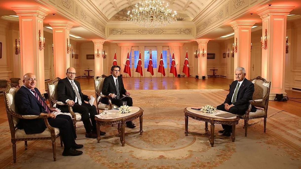 نخست وزیر ترکیه با تلویزیون تی آرتی مصاحبه کرد
