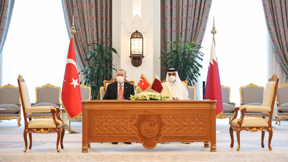 امضای 15 توافقنامه با حضور رجب طیب اردوغان رئیس جمهور ترکیه و شیخ تمیم بن حمد ال ثانی