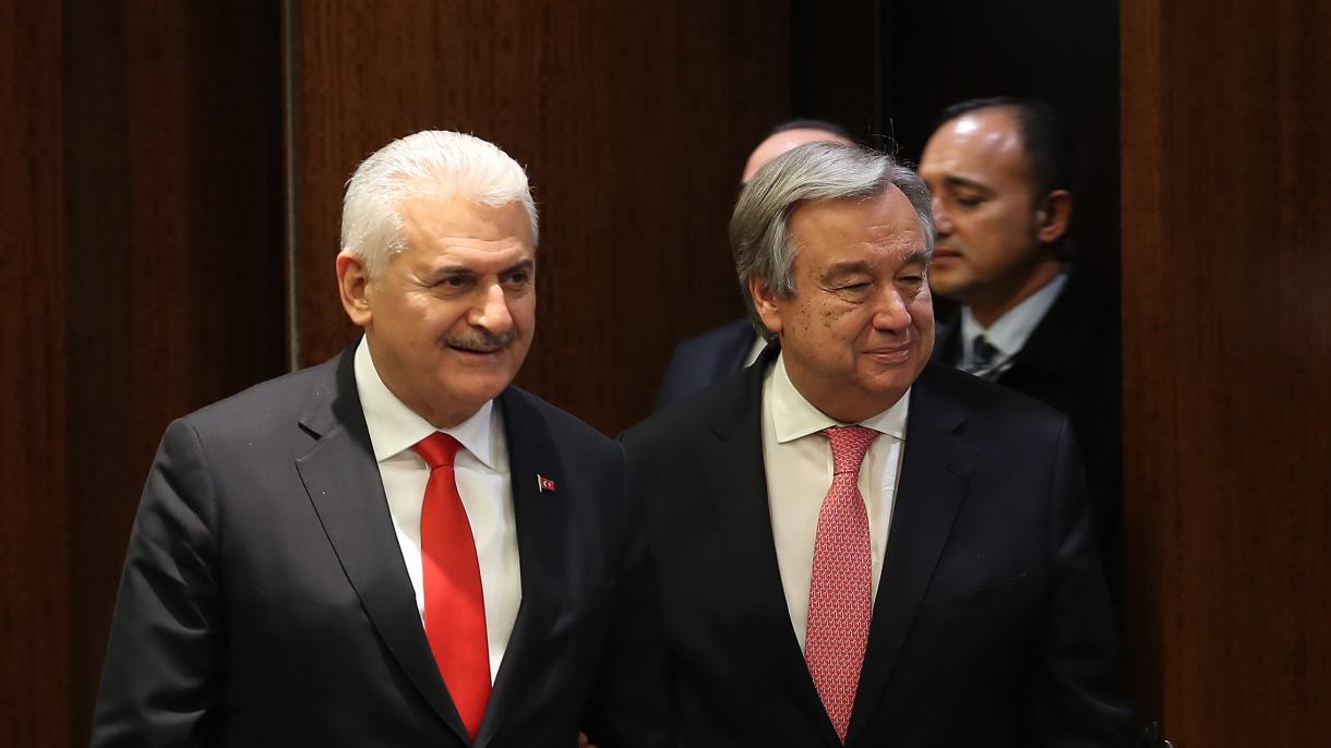 Binali Yıldırım incontra Antonio Guterres a New York