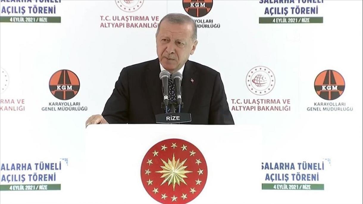 Эрдоган Ризедеги "Саларха" туннелинин ачылыш аземине катышты