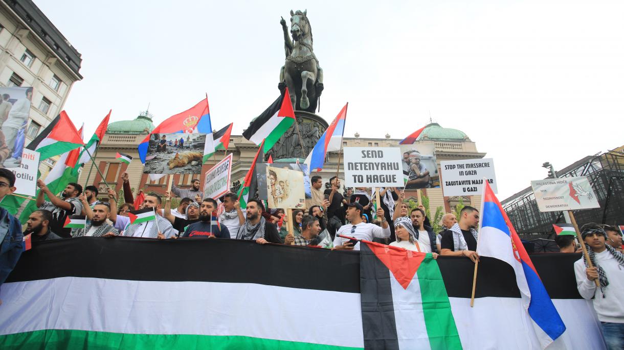 Белградта Палестинаңға қолдау шеруі өткізілді