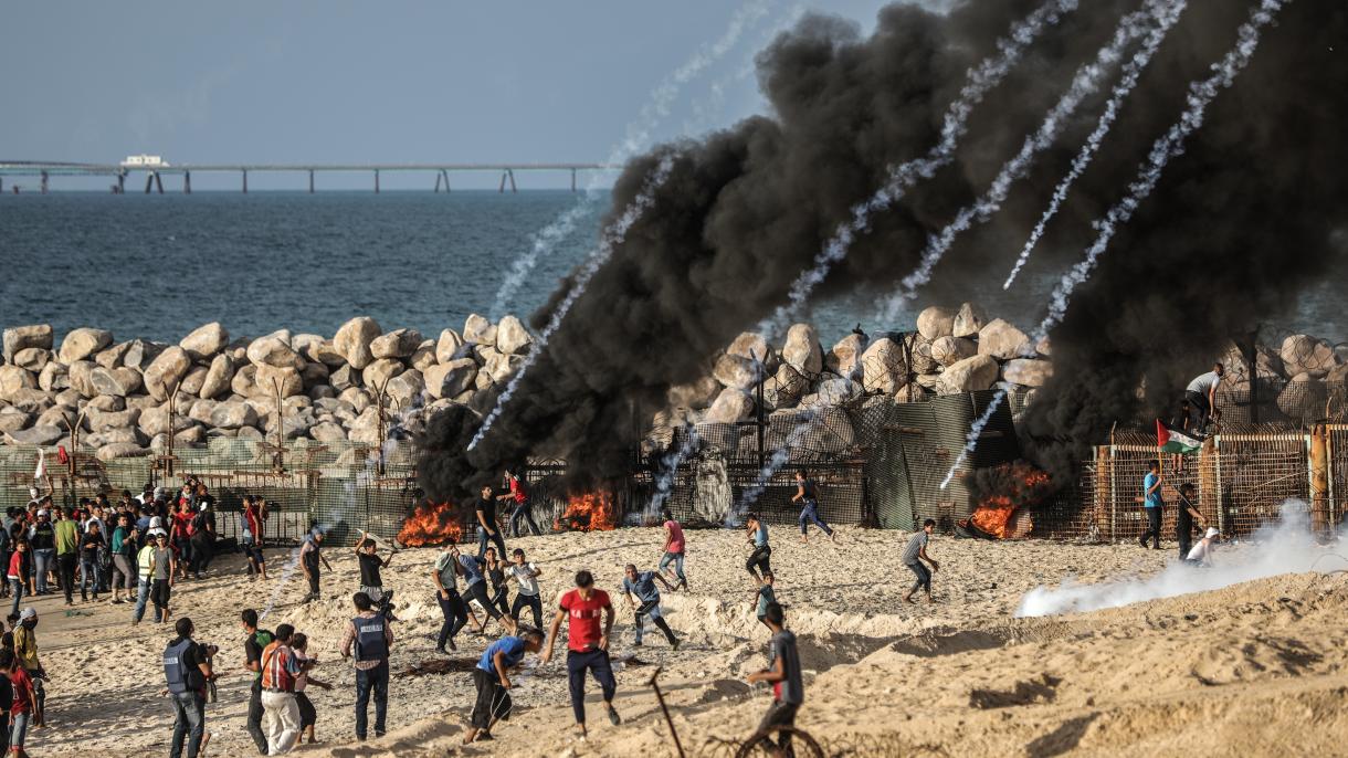 以色列海军对巴勒斯坦示威者进行干预