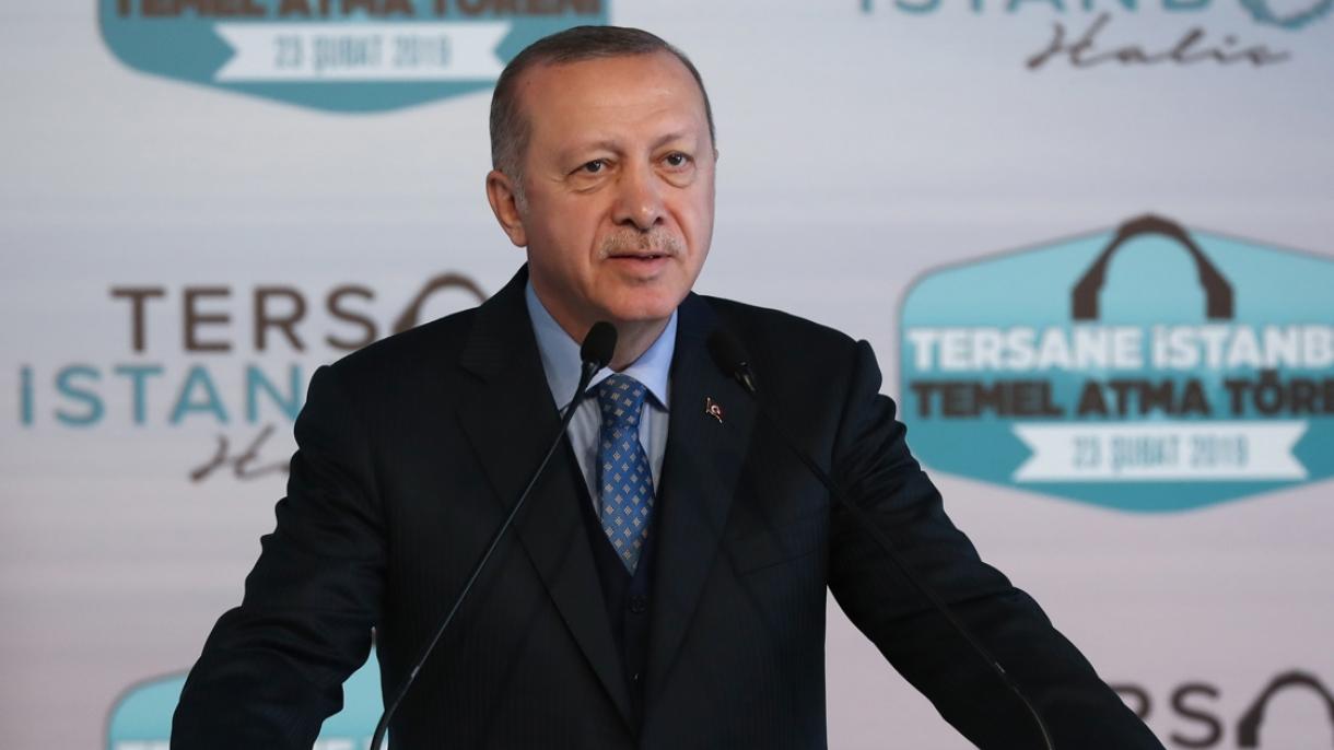 Erdoğan részt vett a Tersane İstanbul alapkőletételén