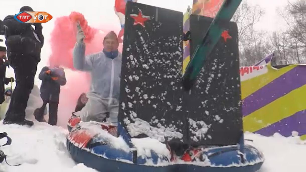 莫斯科公园举办雪橇节吸人眼球