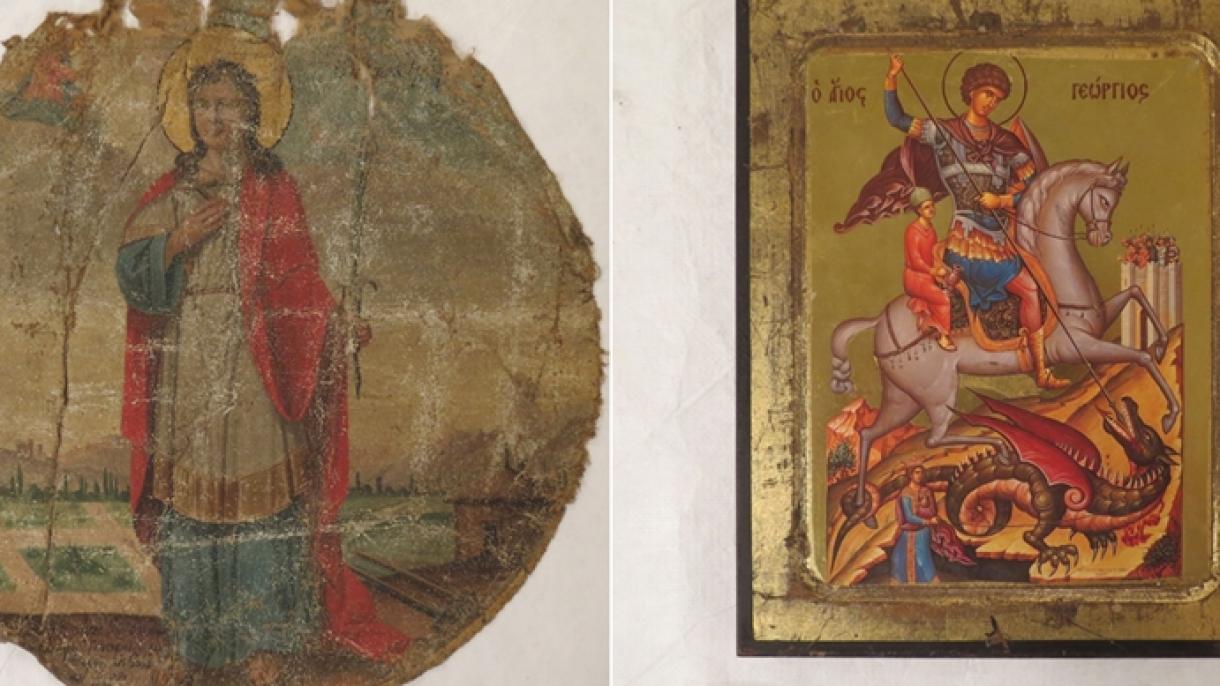 Os ícones roubados das igrejas históricas de Gökçeada serão entregues ao Patriarca Bartolomeu I