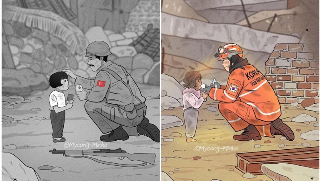 Un ilustrador surcoreano dibuja la amistad entre Türkiye y Corea del Sur tras los terremotos