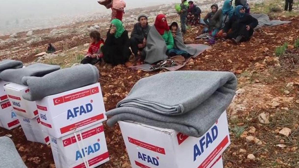 AFAD İdlibdə daşqın fəlakətindən əziyyət çəkənlərə humanitar yardım göndərib