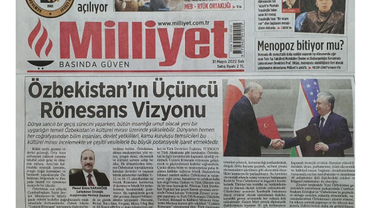 Turkiyaning “Milliyet” gazetasida O'zbekiston haqida maqola chop etildi