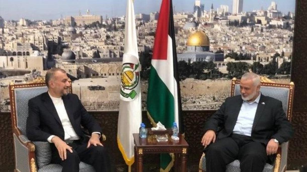 دیدار وزیر امور خارجه ایران و رئیس دفتر سیاسی حماس در دوحه