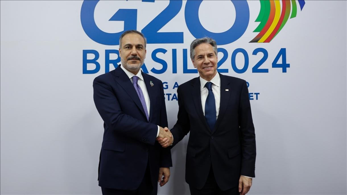 Ministro Fidan reuniu-se com Blinken no Rio de janeiro