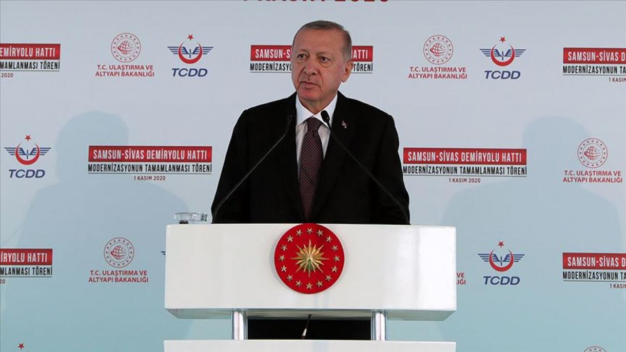 Эрдоган: «Самсун-Сивас темир жолу экономикалык жана соода мүмкүнчүлүктөрүн жаратат»