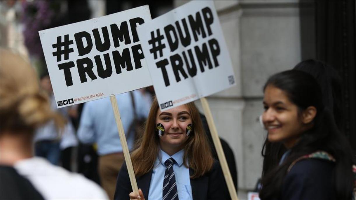تظاهرات اعتراضی مردم لندن بر علیه ترامپ