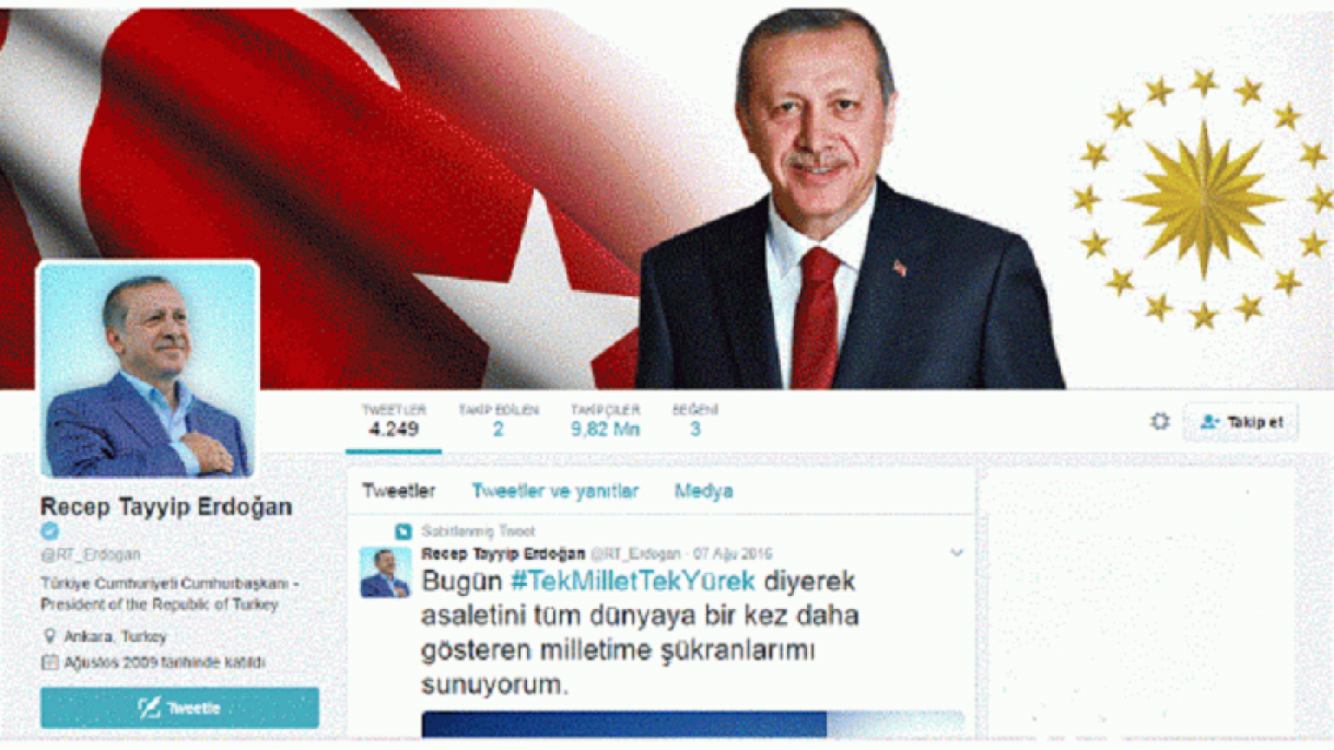 Erdogan se convierte en el propietario de la tercera cuenta de Twitter más poderosa del mundo