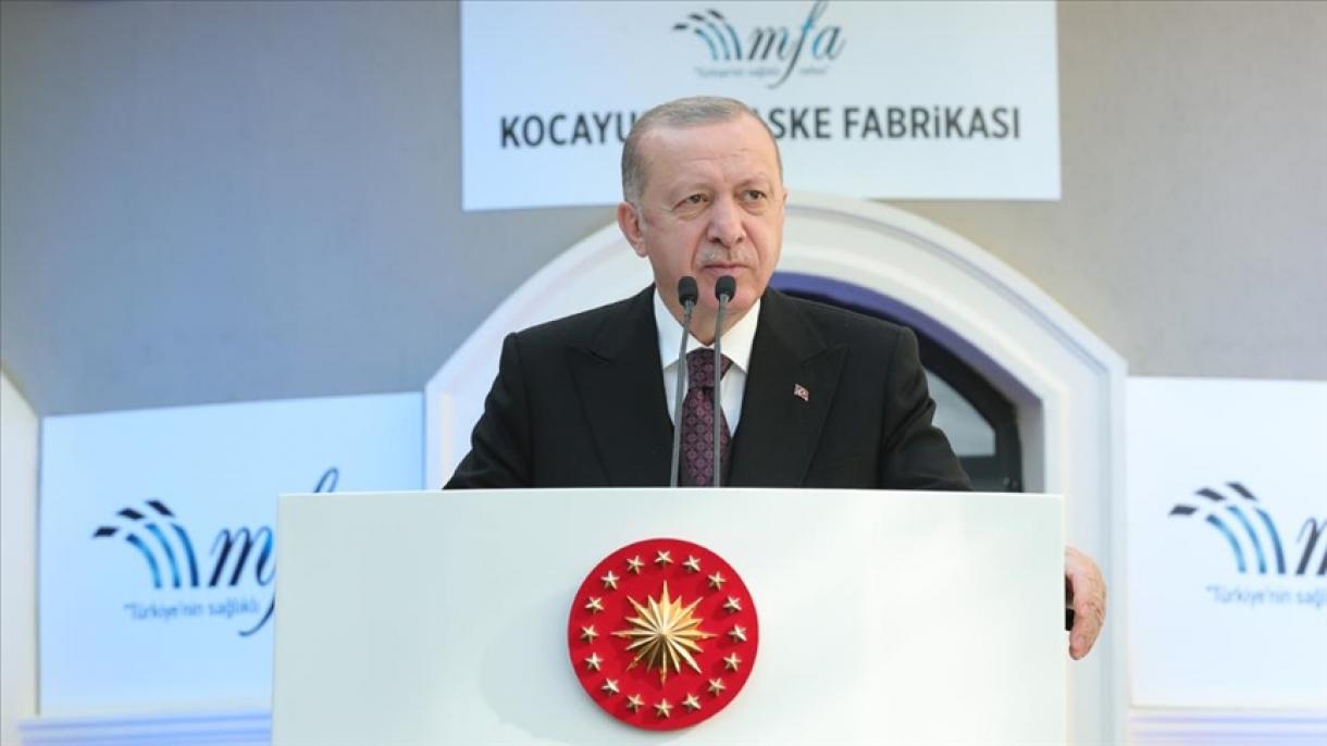 Erdogan "MFA Kojaýusuf" maska fabriginiň açylyşynda çykyş etdi