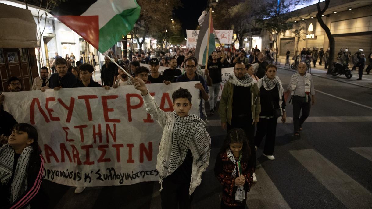 许多国家民众举行支持巴勒斯坦游行示威