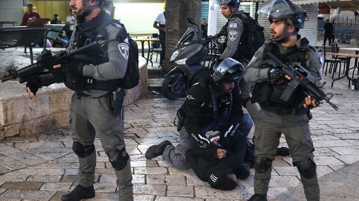اسرائیل پولیس کوچلری فلسطینلیک تینچ اهالی گه هجوم اویوشتیرماقده