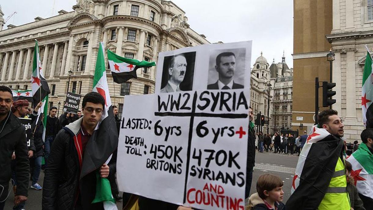 راهپیمایی علیه ادامه جنگ سوریه در لندن