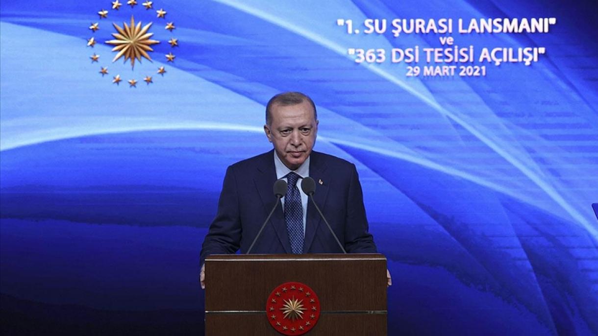 Erdogan: "Suw ykdysady galkynyş we ösüş üçin öwezini dolup bolmajak esaslaryň biridir" diýdi