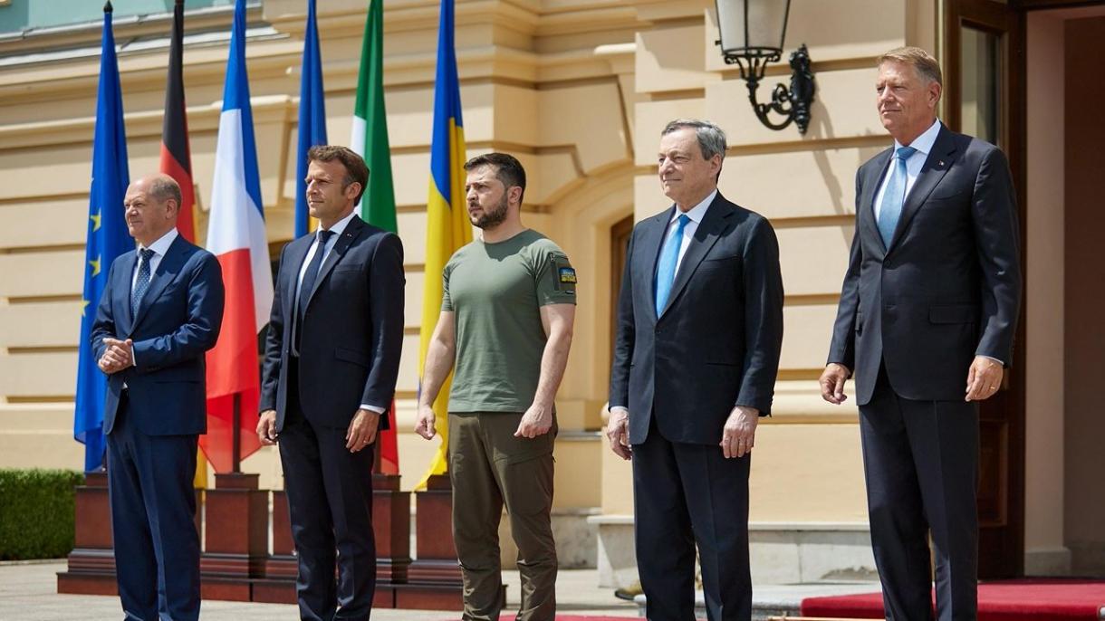 德法罗意4国领导人在基辅与泽连斯基会面