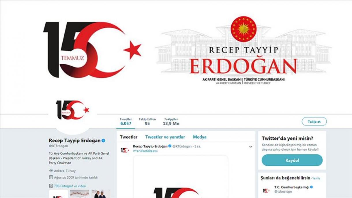 Erdogan começa a usar o novo logotipo "15 de julho" em sua foto do perfil do Twitter