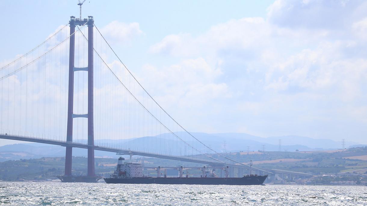 La nave Razoni attraversa lo stretto di Çanakkale