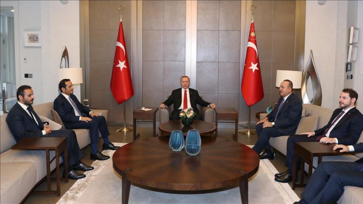 اردوغان نخست وزیر قطر را بحضور پذیرفت