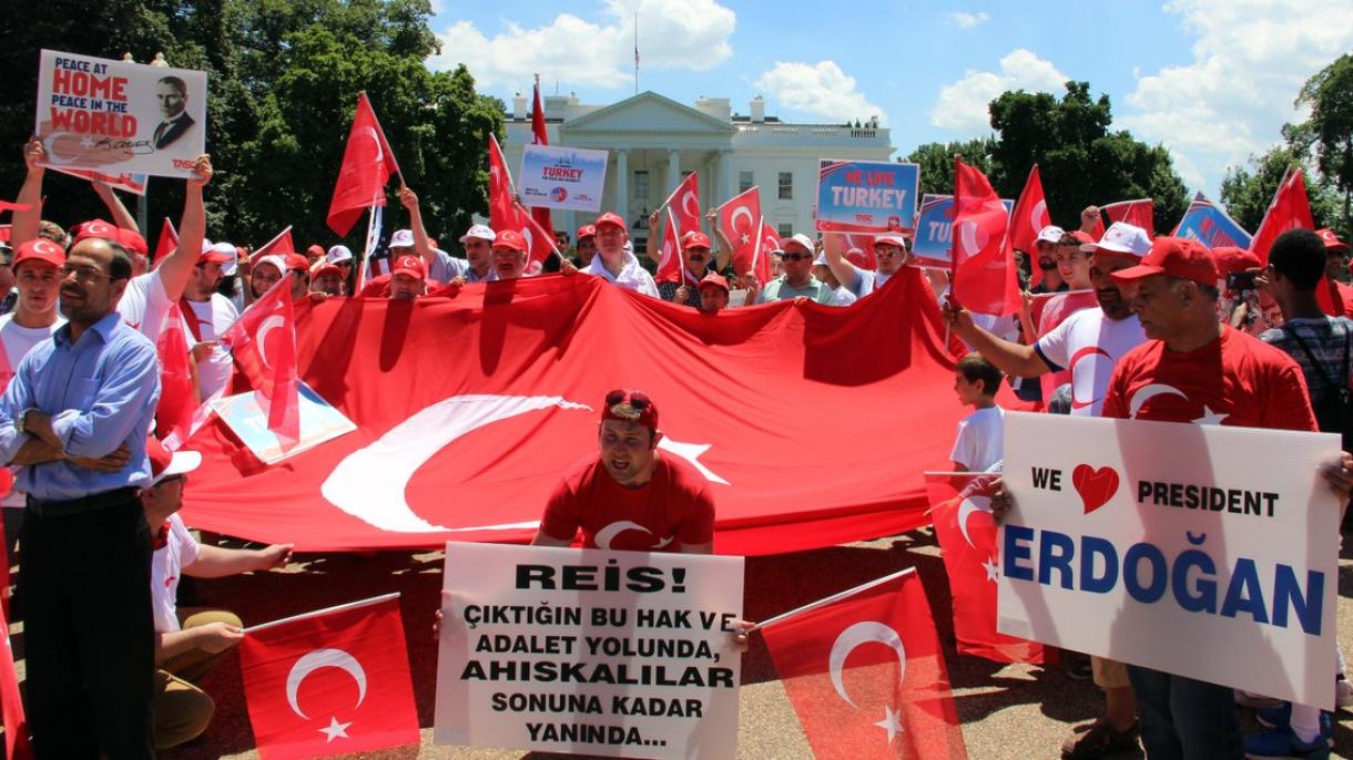 وائٹ ہاوس کے سامنے مظاہرہ ، ترکی کے ساتھ تعاون کا اظہار